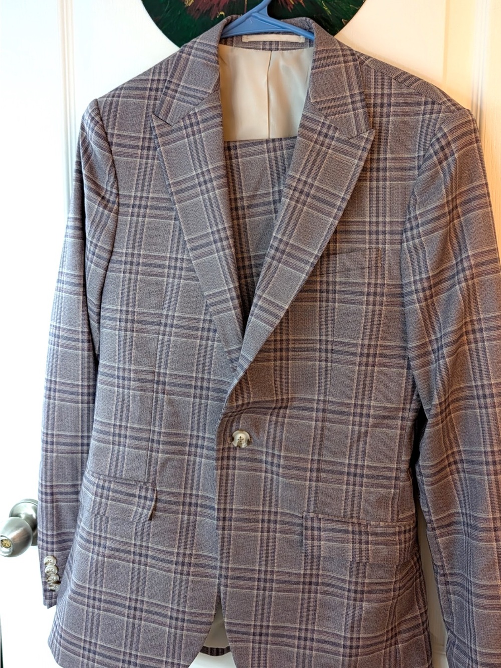 Men's Plaid Blazer and pants Taupe